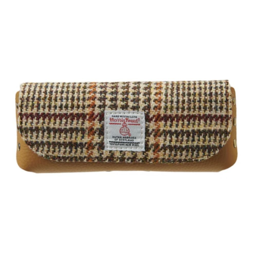 Islander Harris Tweed Leather Glasses Case 'Beige Dogtooth' - The Celtic Gift Store - Glasses Case - Accessories