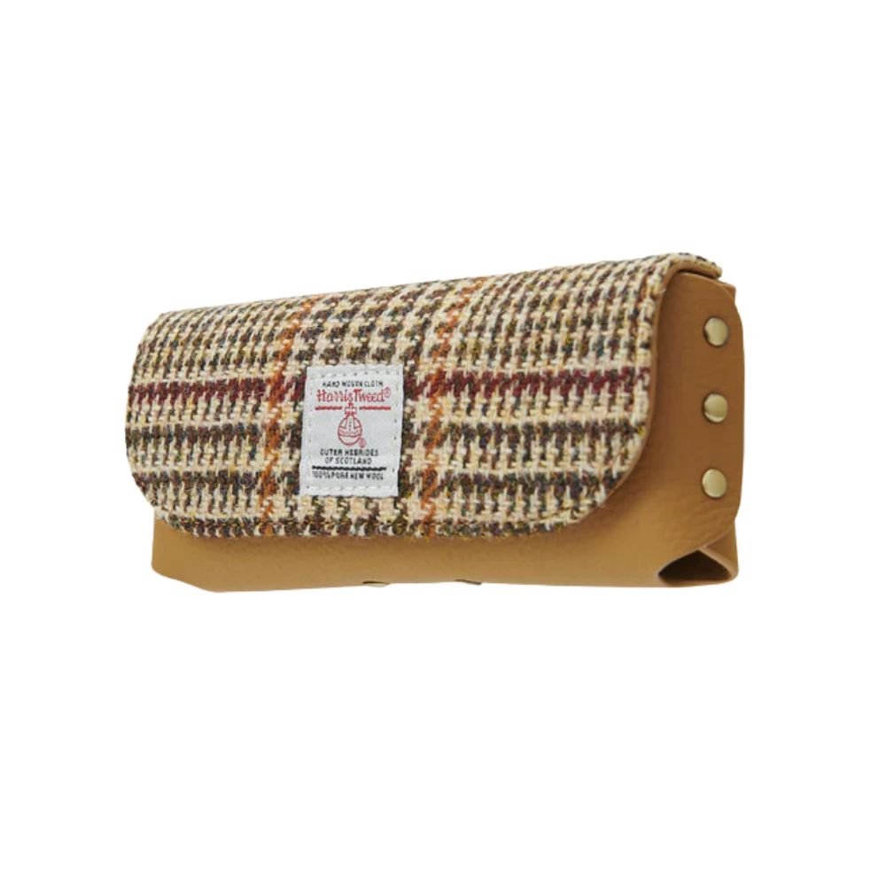 Islander Harris Tweed Leather Glasses Case 'Beige Dogtooth'