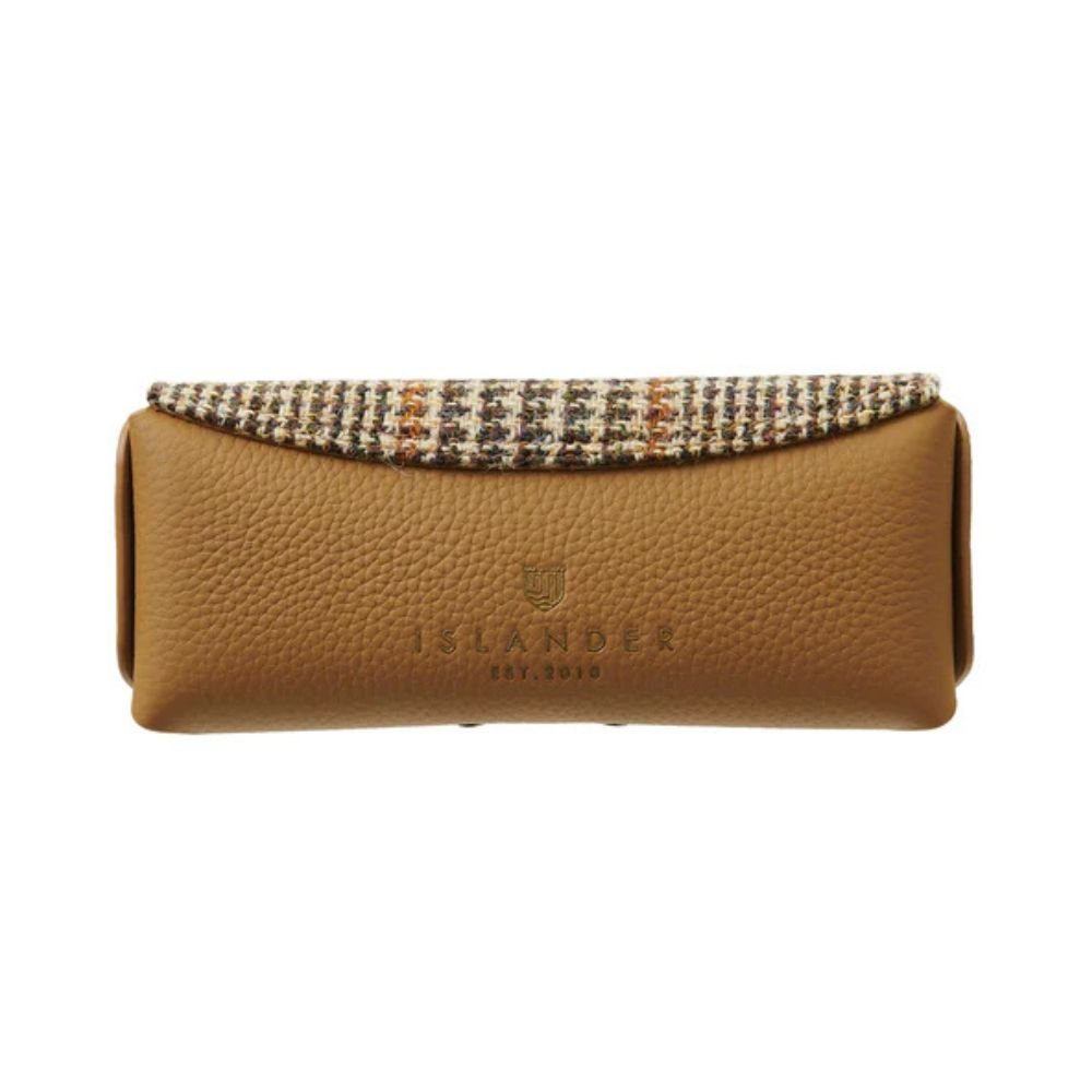 Islander Harris Tweed Leather Glasses Case 'Beige Dogtooth'