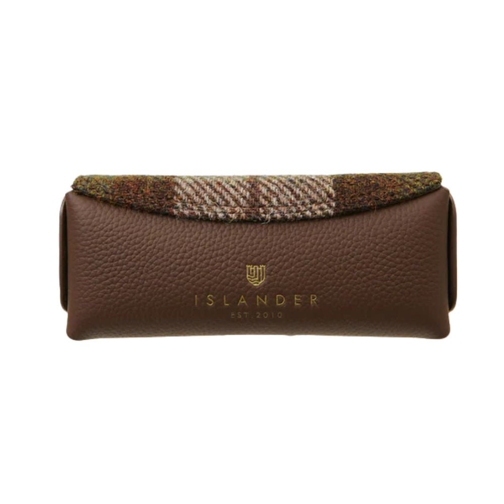 Islander Harris Tweed Leather Glasses Case 'Chestnut Tartan'