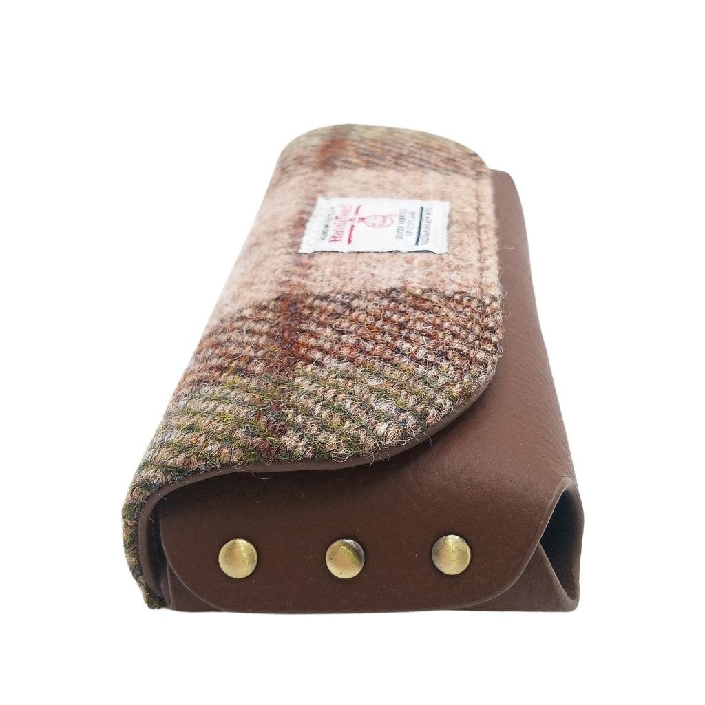 Islander Harris Tweed Leather Glasses Case 'Chestnut Tartan'