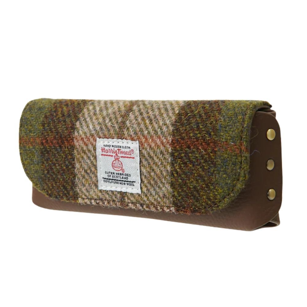 Islander Harris Tweed Leather Glasses Case 'Chestnut Tartan'