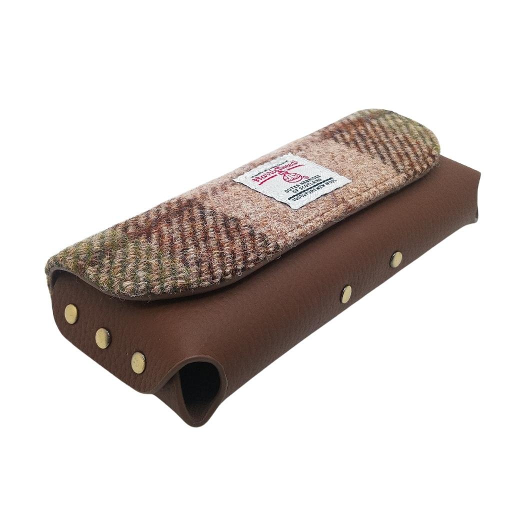 Islander Harris Tweed Leather Glasses Case 'Chestnut Tartan'