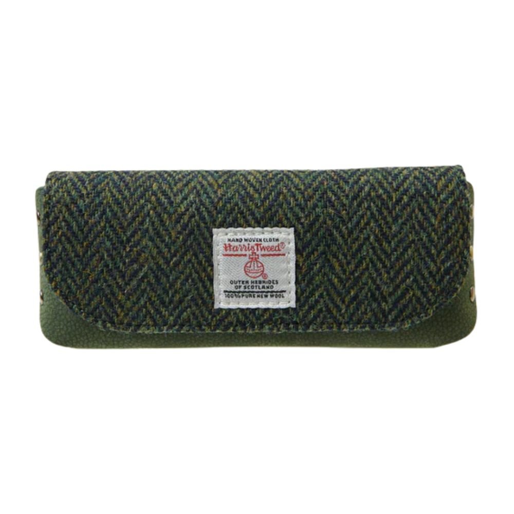 Islander Harris Tweed Leather Glasses Case 'Dark Green Herringbone' - The Celtic Gift Store - Glasses Case - Accessories