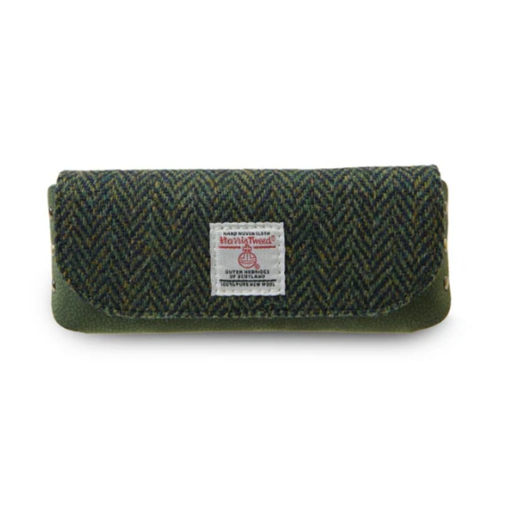 Islander Harris Tweed Leather Glasses Case 'Dark Green Herringbone' - The Celtic Gift Store - Glasses Case - Accessories