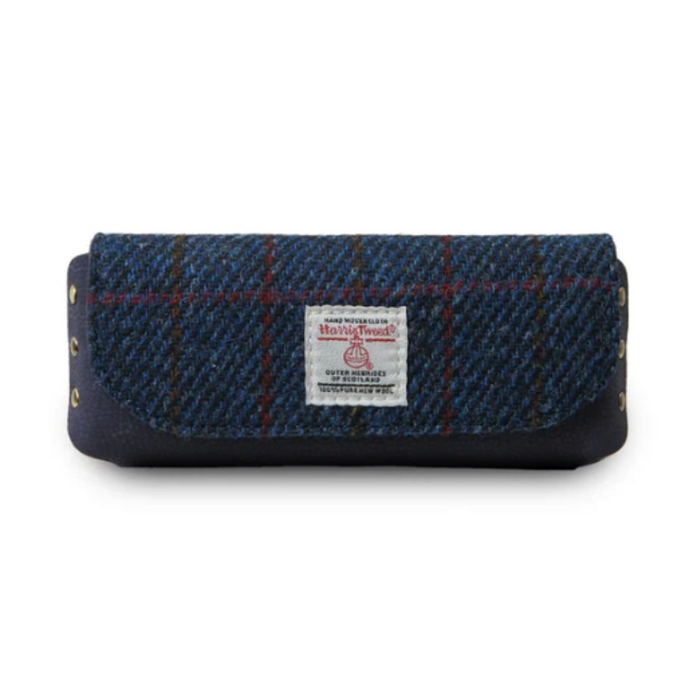 Islander Harris Tweed Leather Glasses Case 'Navy Over Check' - The Celtic Gift Store - Glasses Case - Accessories