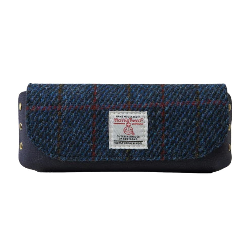 Islander Harris Tweed Leather Glasses Case 'Navy Over Check' - The Celtic Gift Store - Glasses Case - Accessories