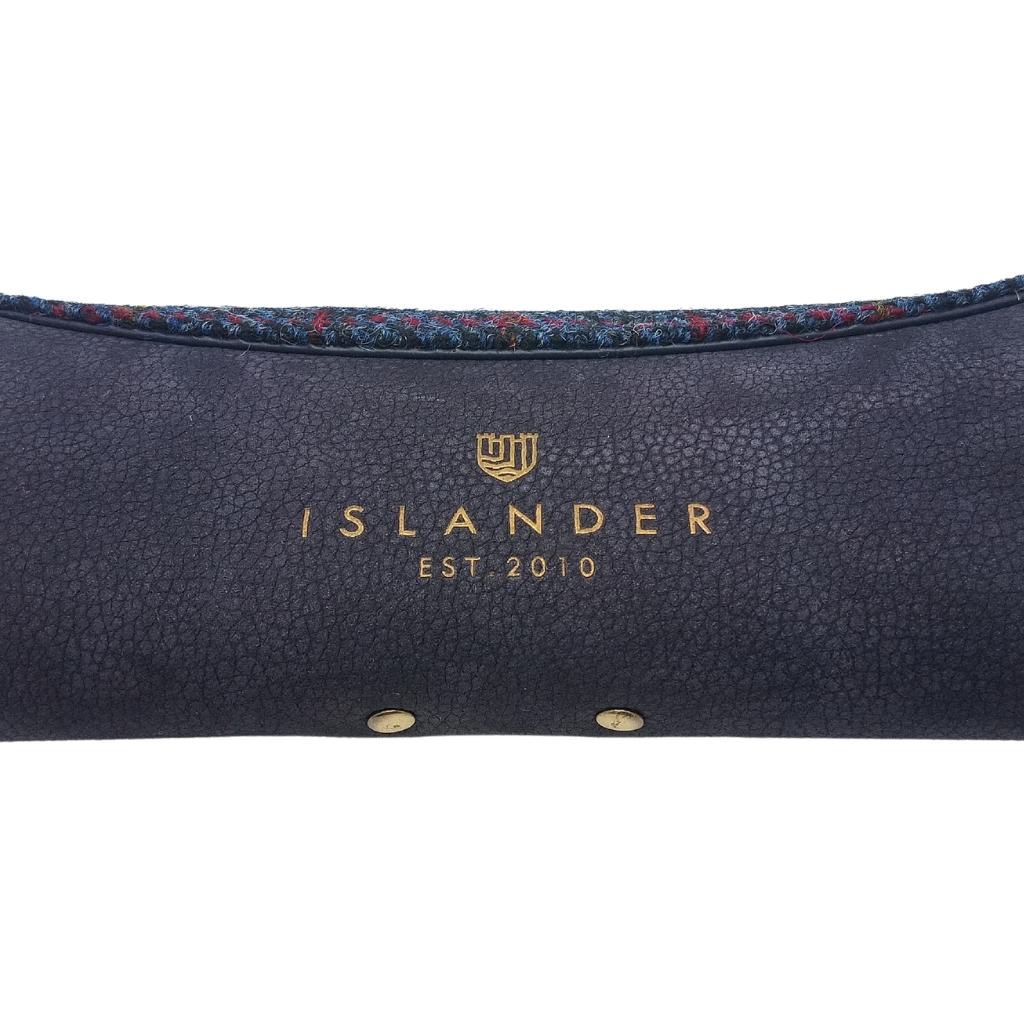 Islander Harris Tweed Leather Glasses Case 'Navy Over Check'