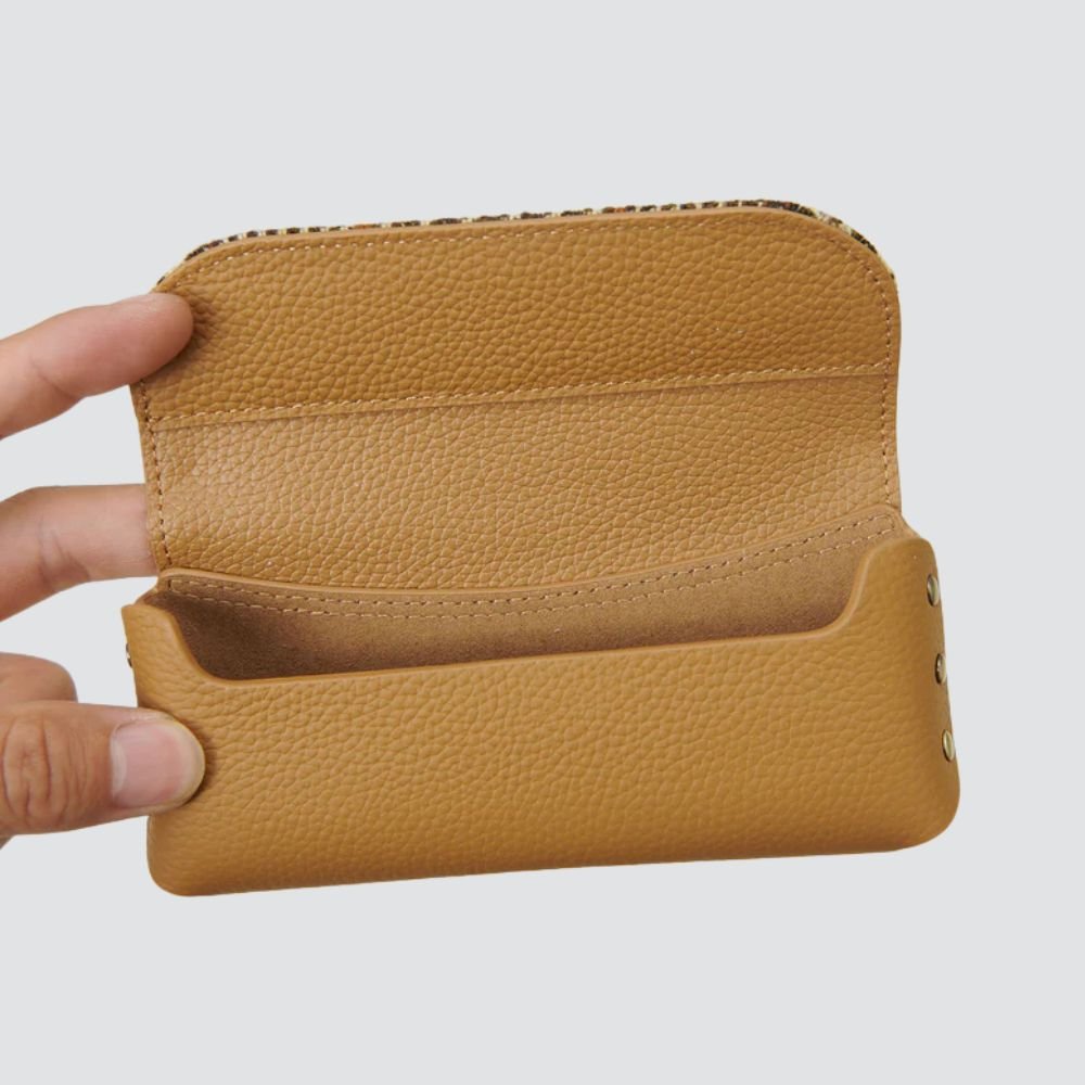 Islander Harris Tweed Leather Glasses Case 'Navy Over Check'