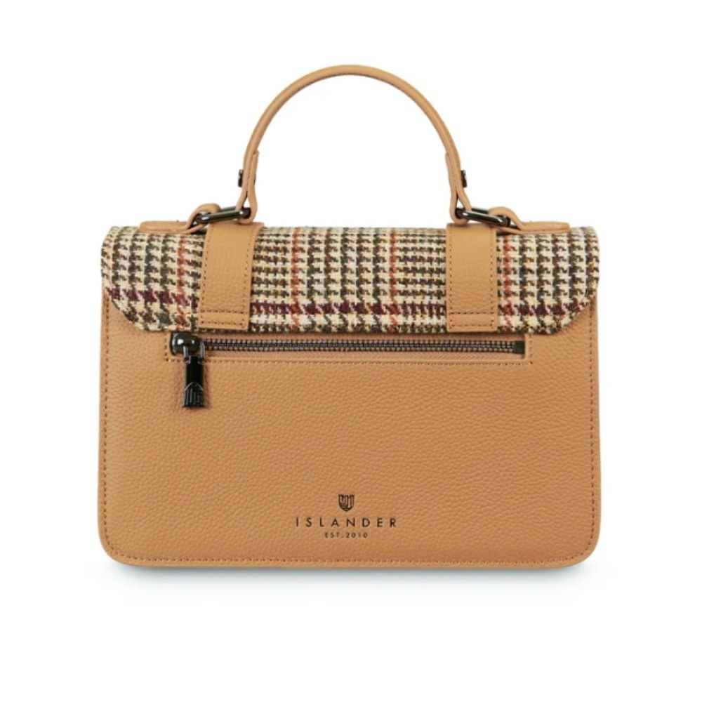 Islander Harris Tweed Leather Medium Satchel 'Beige Dogtooth' - The Celtic Gift Store - Handbags