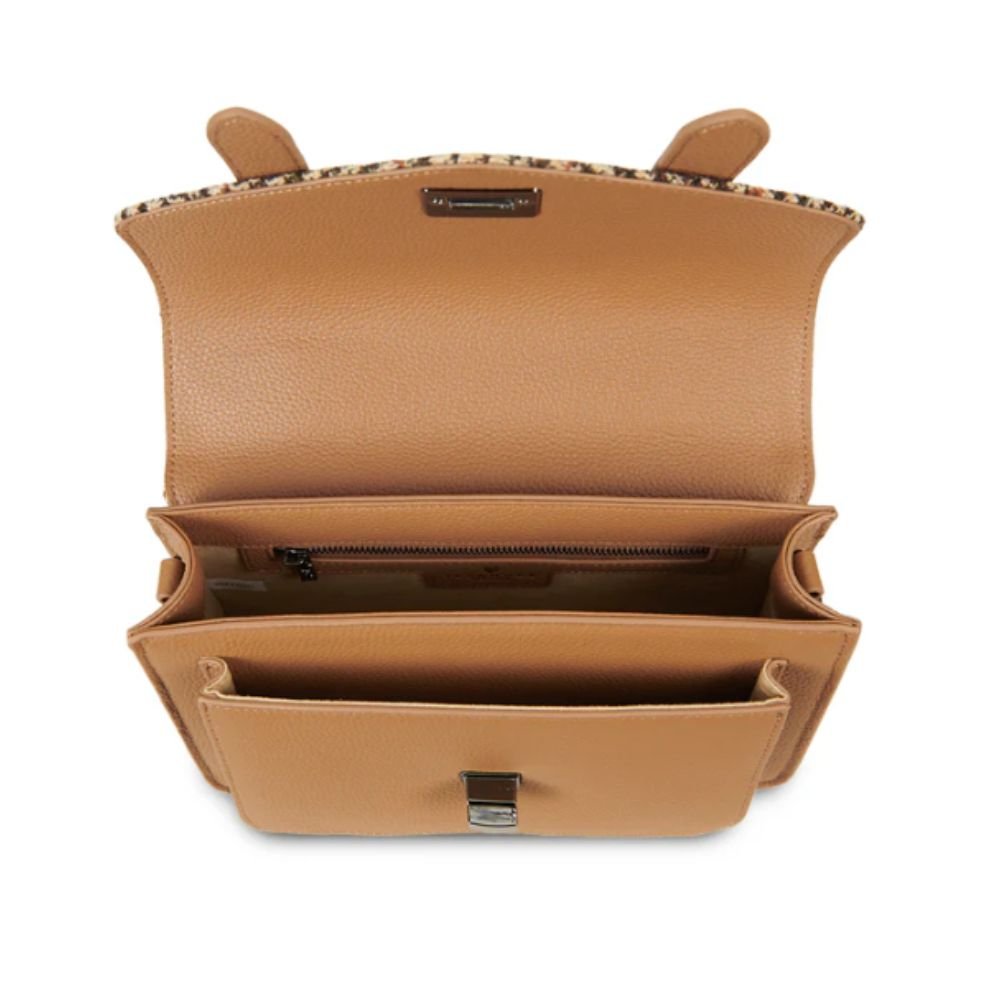 Islander Harris Tweed Leather Medium Satchel 'Beige Dogtooth' - The Celtic Gift Store - Handbags
