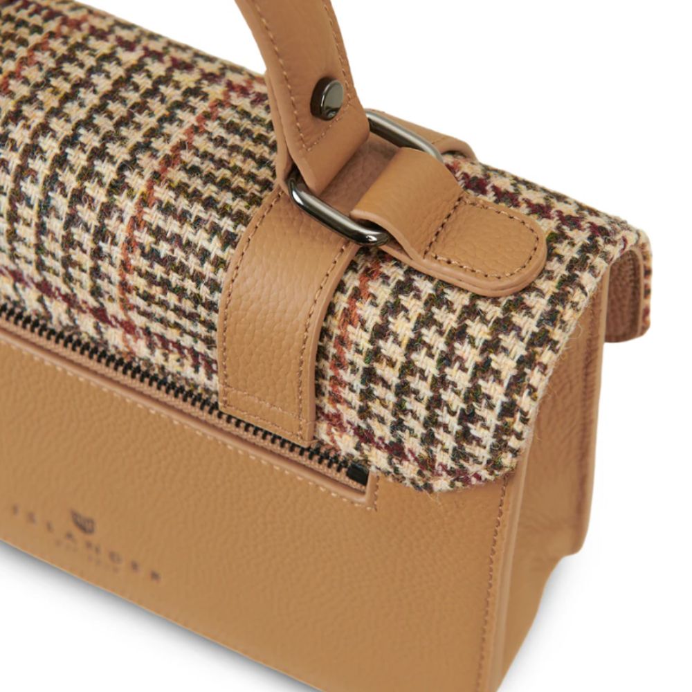 Islander Harris Tweed Leather Medium Satchel 'Beige Dogtooth' - The Celtic Gift Store - Handbags