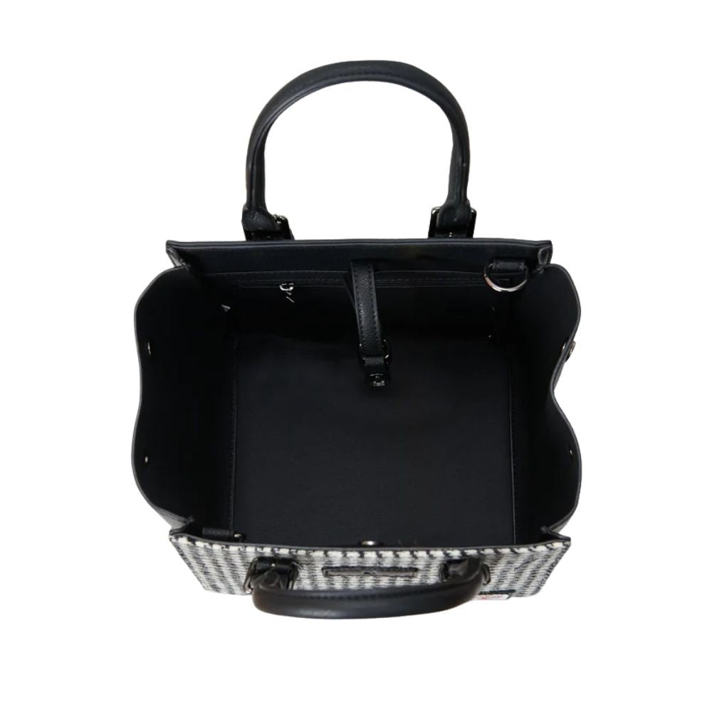 Islander Harris Tweed Medium Caillie Tote 'Black and White Dogtooth'