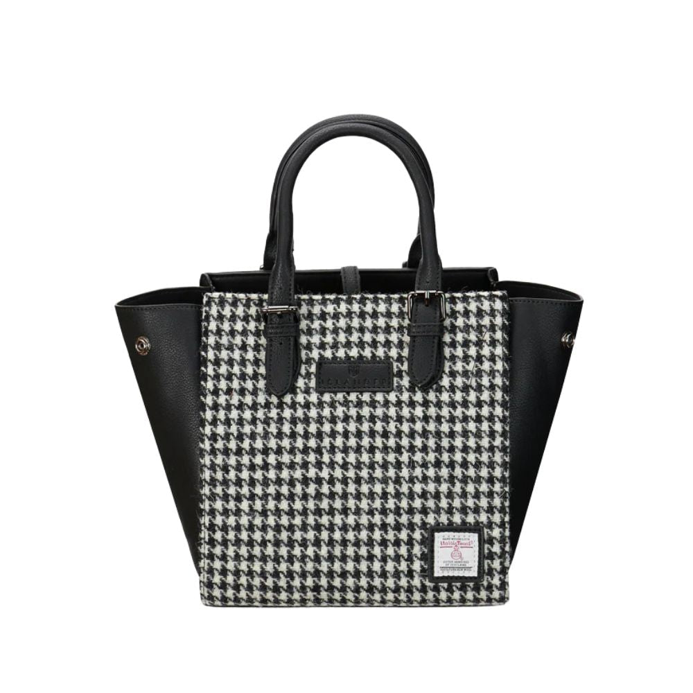Islander Harris Tweed Medium Caillie Tote 'Black and White Dogtooth'