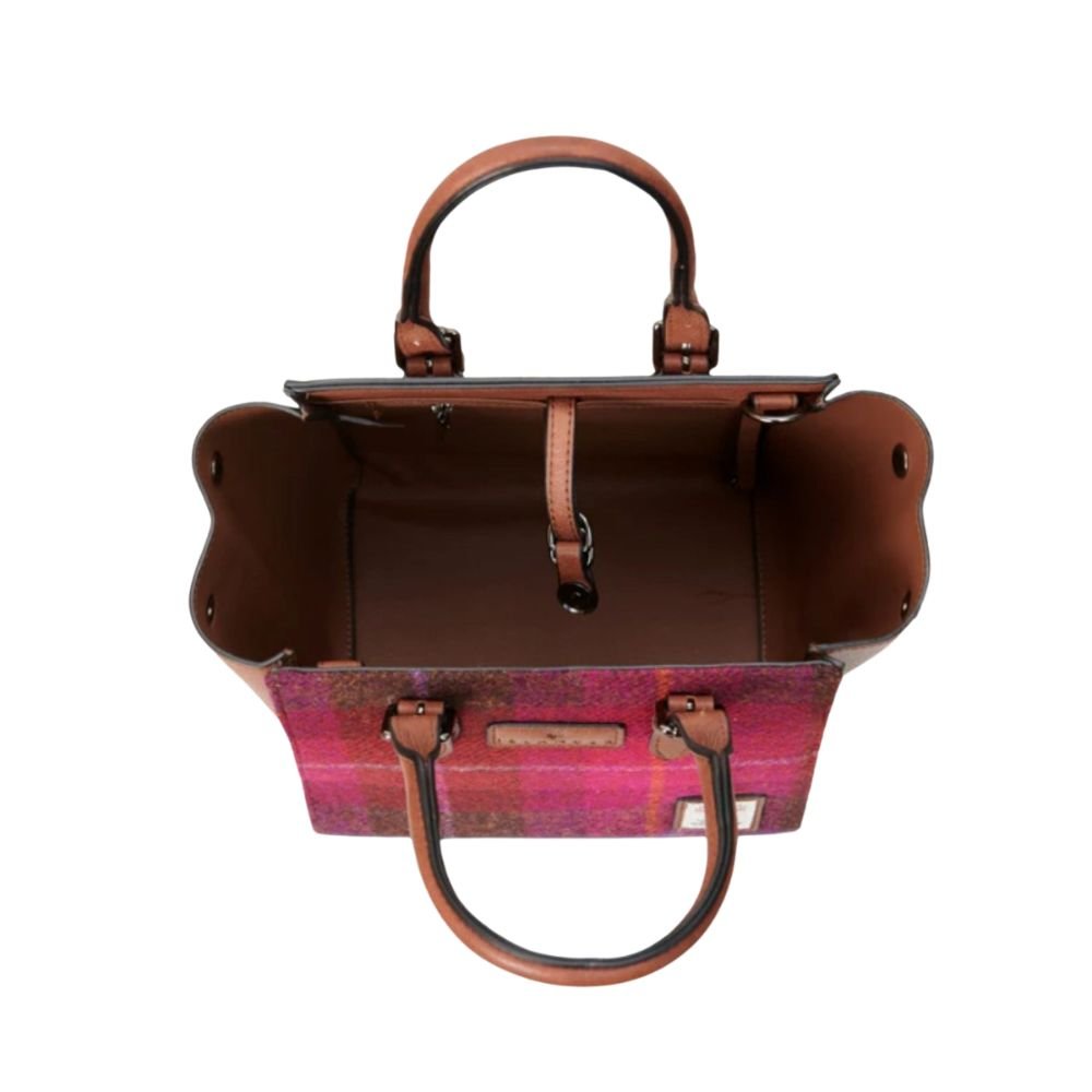 Islander Harris Tweed Medium Caillie Tote 'Fuchsia Tartan'