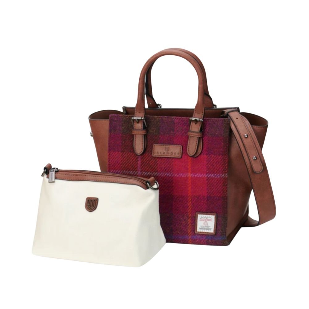 Islander Harris Tweed Medium Caillie Tote 'Fuchsia Tartan'