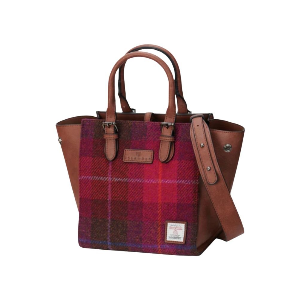Islander Harris Tweed Medium Caillie Tote 'Fuchsia Tartan'