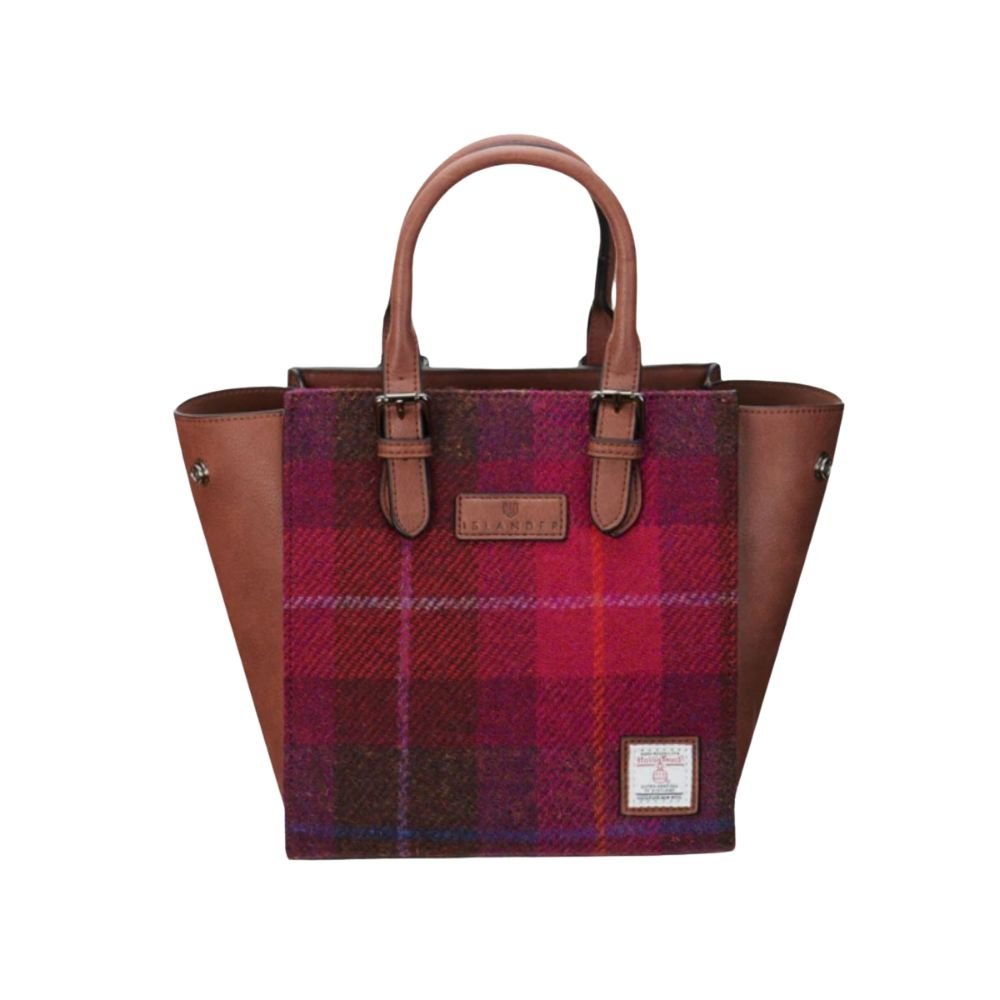 Islander Harris Tweed Medium Caillie Tote 'Fuchsia Tartan'