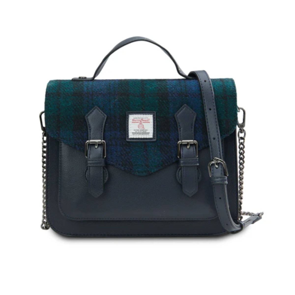 Islander Harris Tweed Medium Calton Satchel 'Black Watch Tartan' - The Celtic Gift Store - Handbags