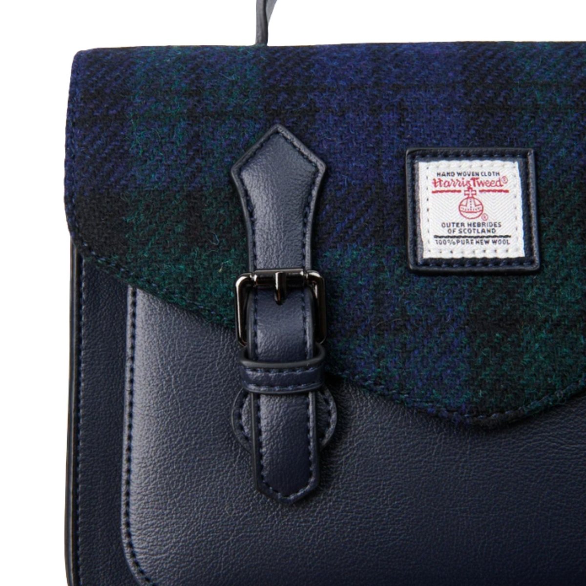 Islander Harris Tweed Medium Calton Satchel 'Black Watch Tartan' - The Celtic Gift Store - Handbags