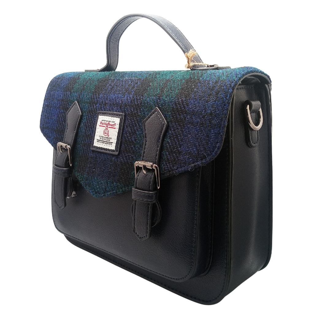 Islander Harris Tweed Medium Calton Satchel 'Black Watch Tartan'
