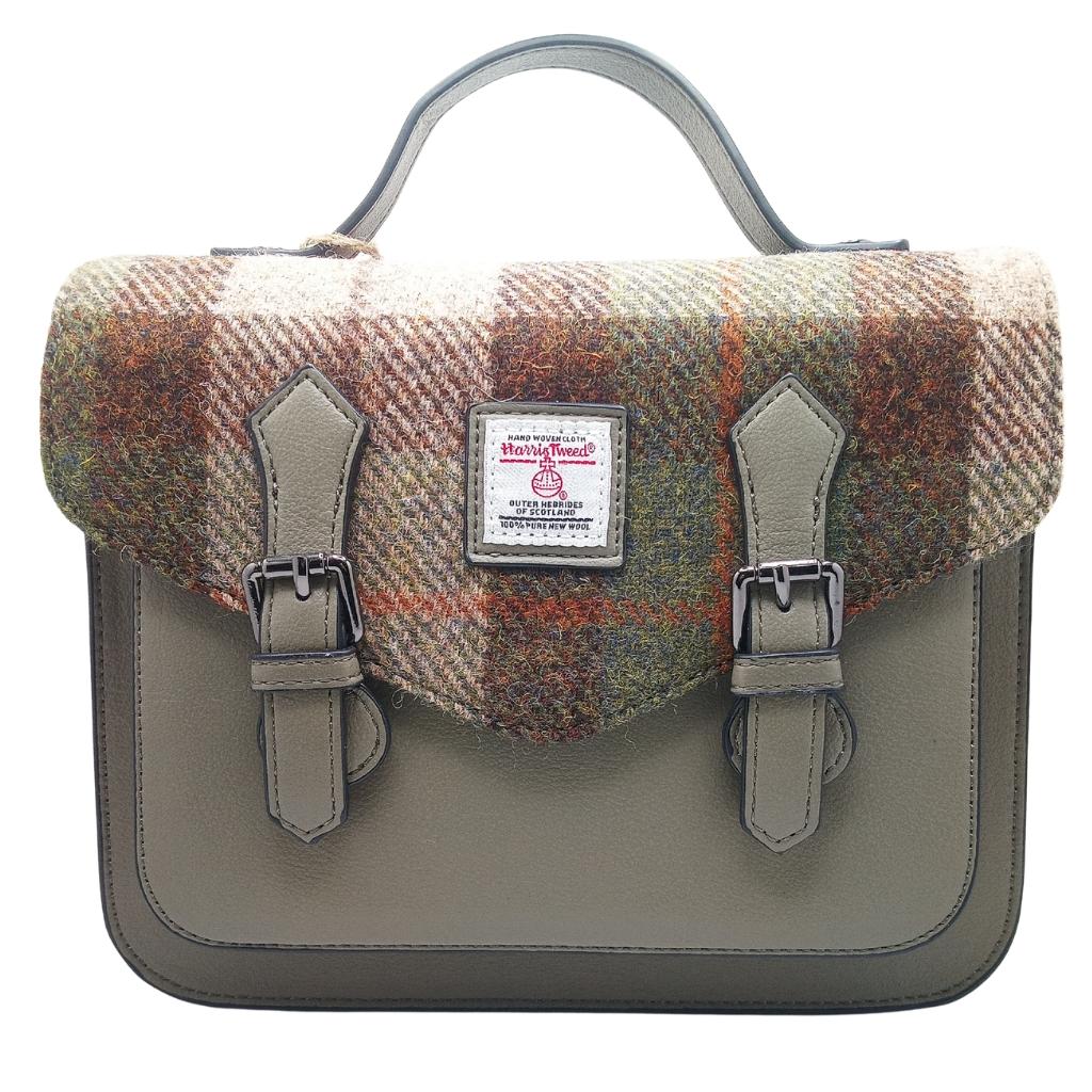 Islander Harris Tweed Medium Calton Satchel 'Chestnut Tartan'