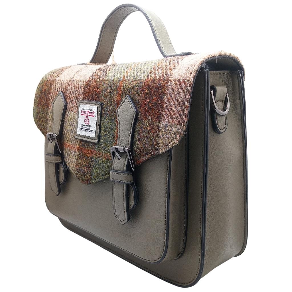 Islander Harris Tweed Medium Calton Satchel 'Chestnut Tartan'