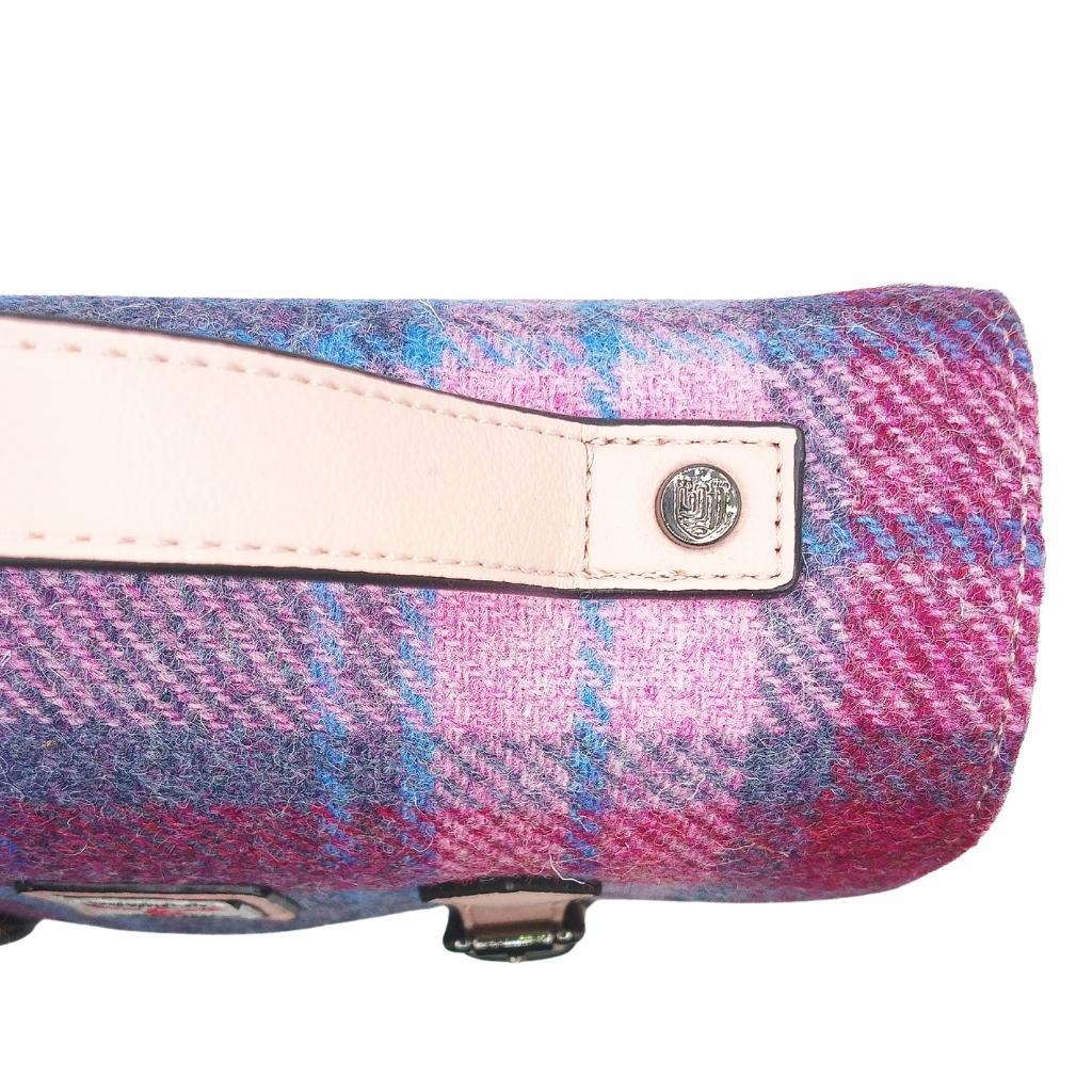 Islander Harris Tweed Medium Calton Satchel 'Pink and Blue Tartan'