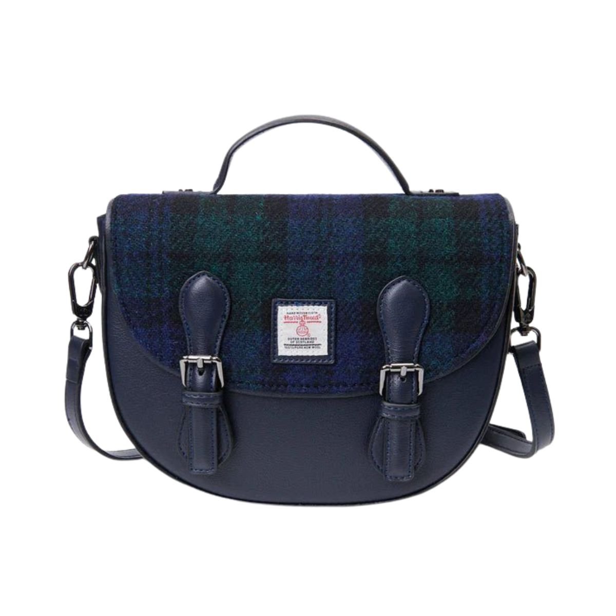 Islander Harris Tweed Medium Cobble Satchel 'Black Watch'