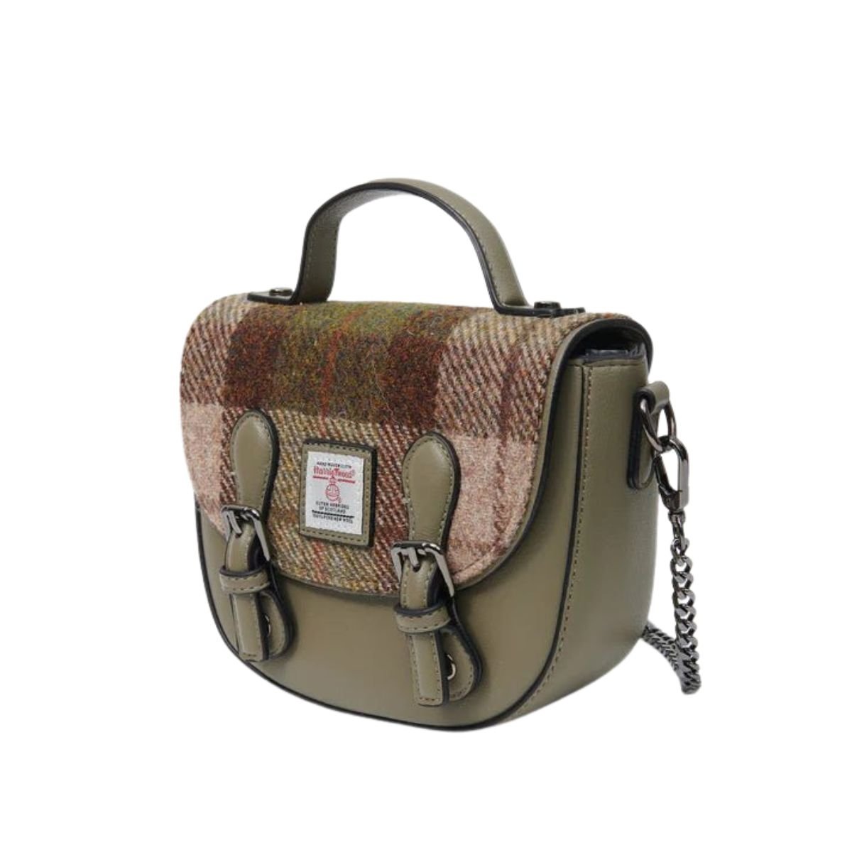 Islander Harris Tweed Medium Cobble Satchel 'Blue Tartan'