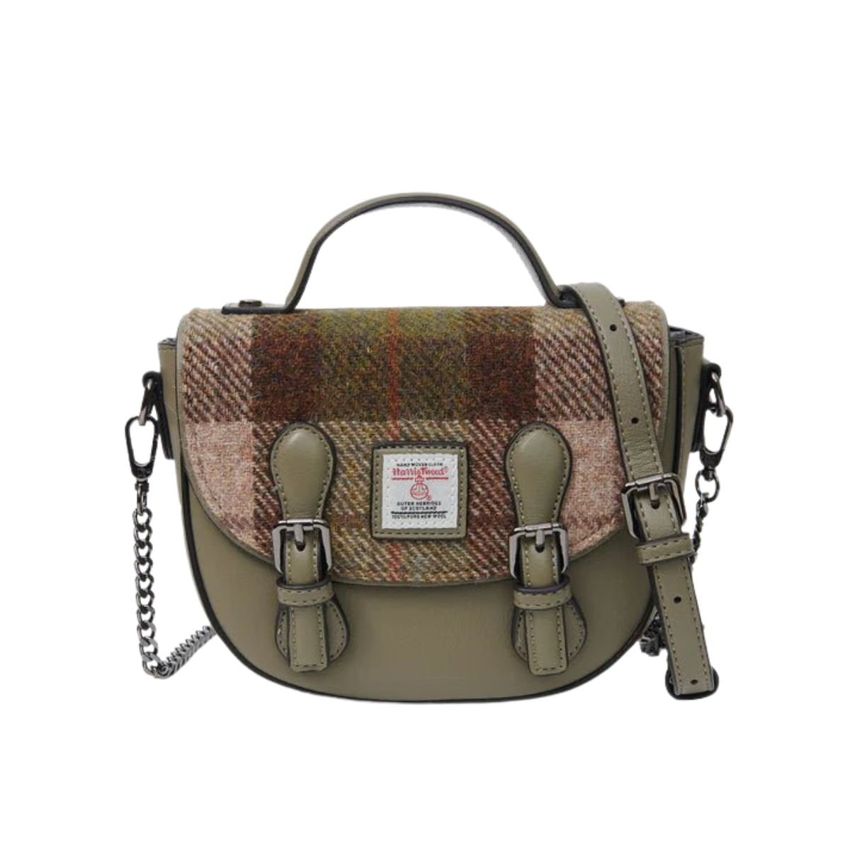 Islander Harris Tweed Medium Cobble Satchel 'Chestnut Tartan'