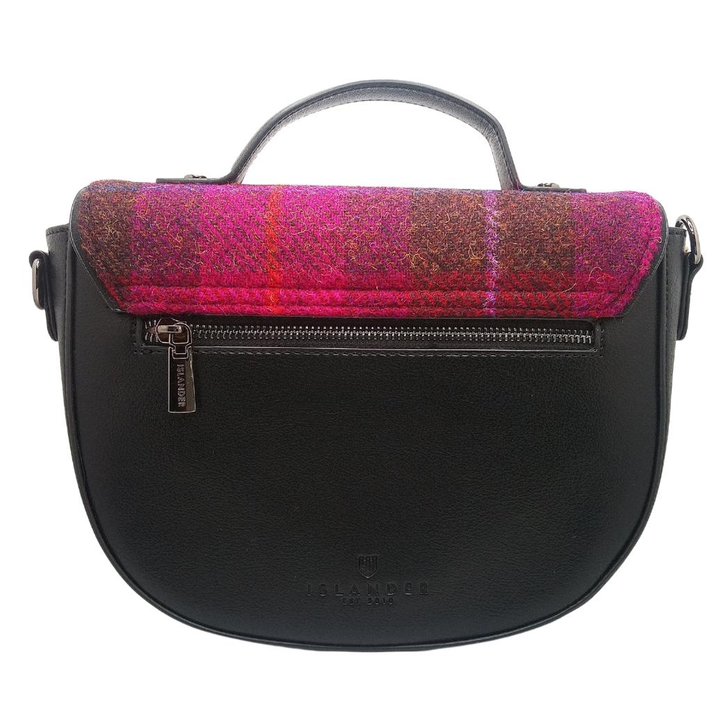 Islander Harris Tweed Medium Cobble Satchel 'Fuchsia Tartan'