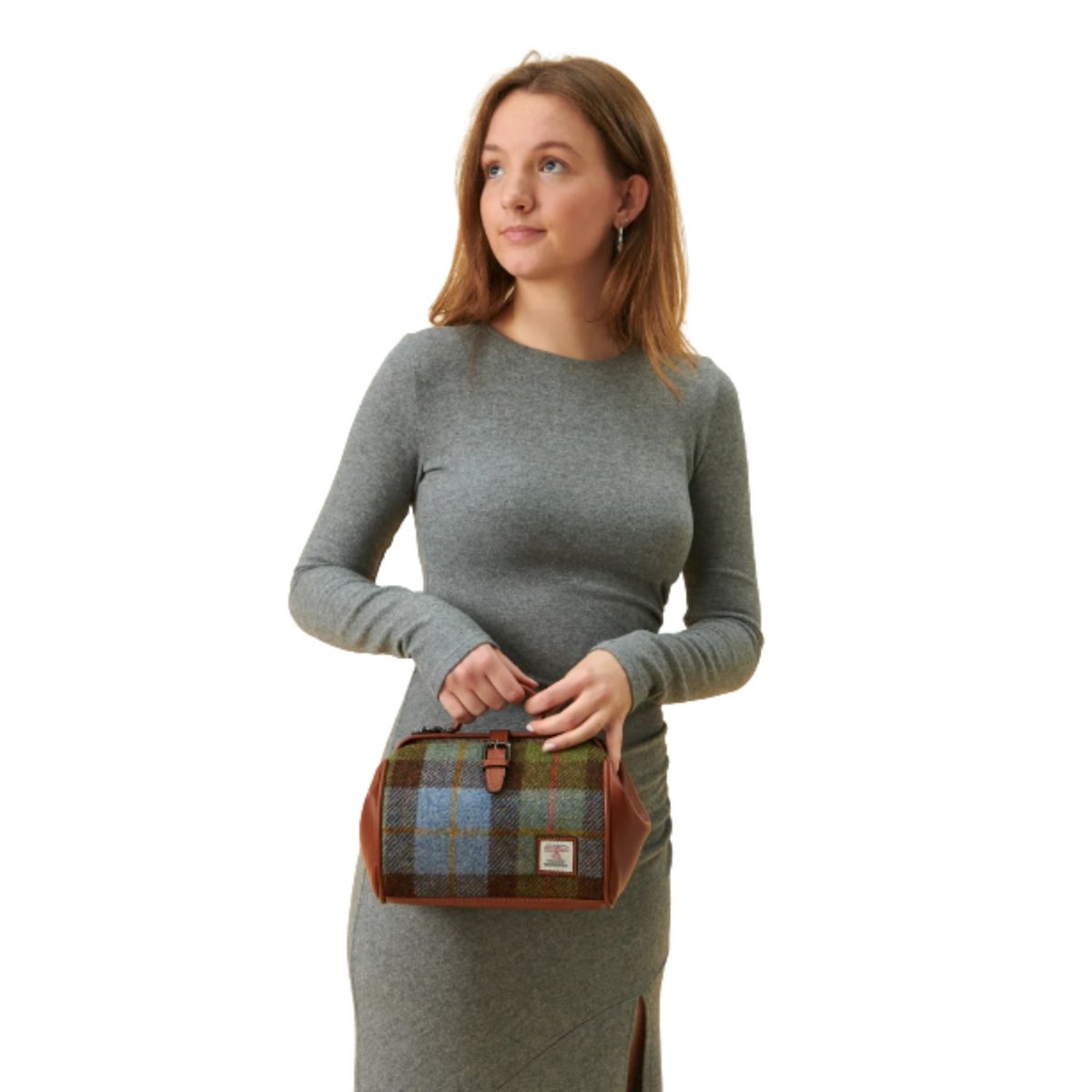Islander Harris Tweed Medium Doctor Bag 'Chestnut Blue Tartan' - The Celtic Gift Store - Handbags