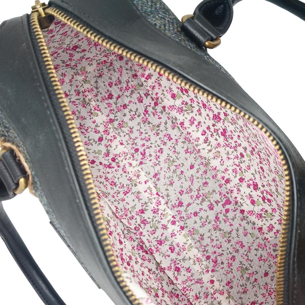 Islander Harris Tweed Medium Duffel Bag 'Black and Grey Herringbone'