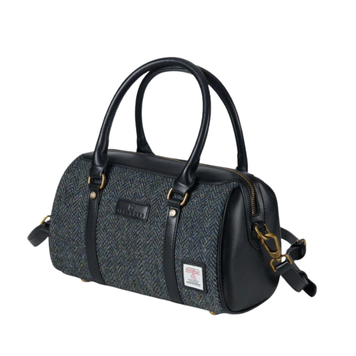 Islander Harris Tweed Medium Duffle Bag 'Black and Grey Herringbone' - The Celtic Gift Store - Handbags