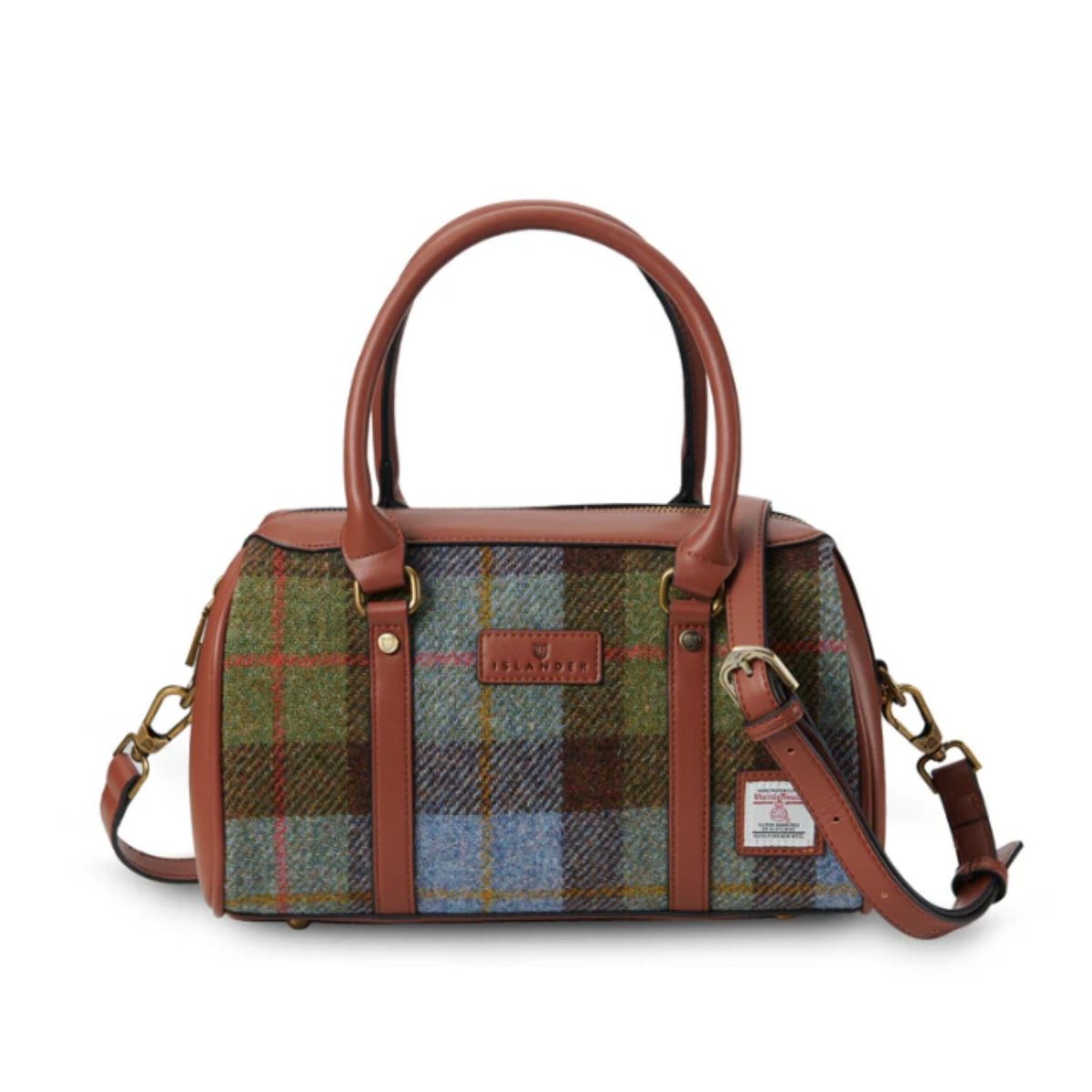 Islander Harris Tweed Medium Duffle Bag 'Chestnut Blue Tartan'