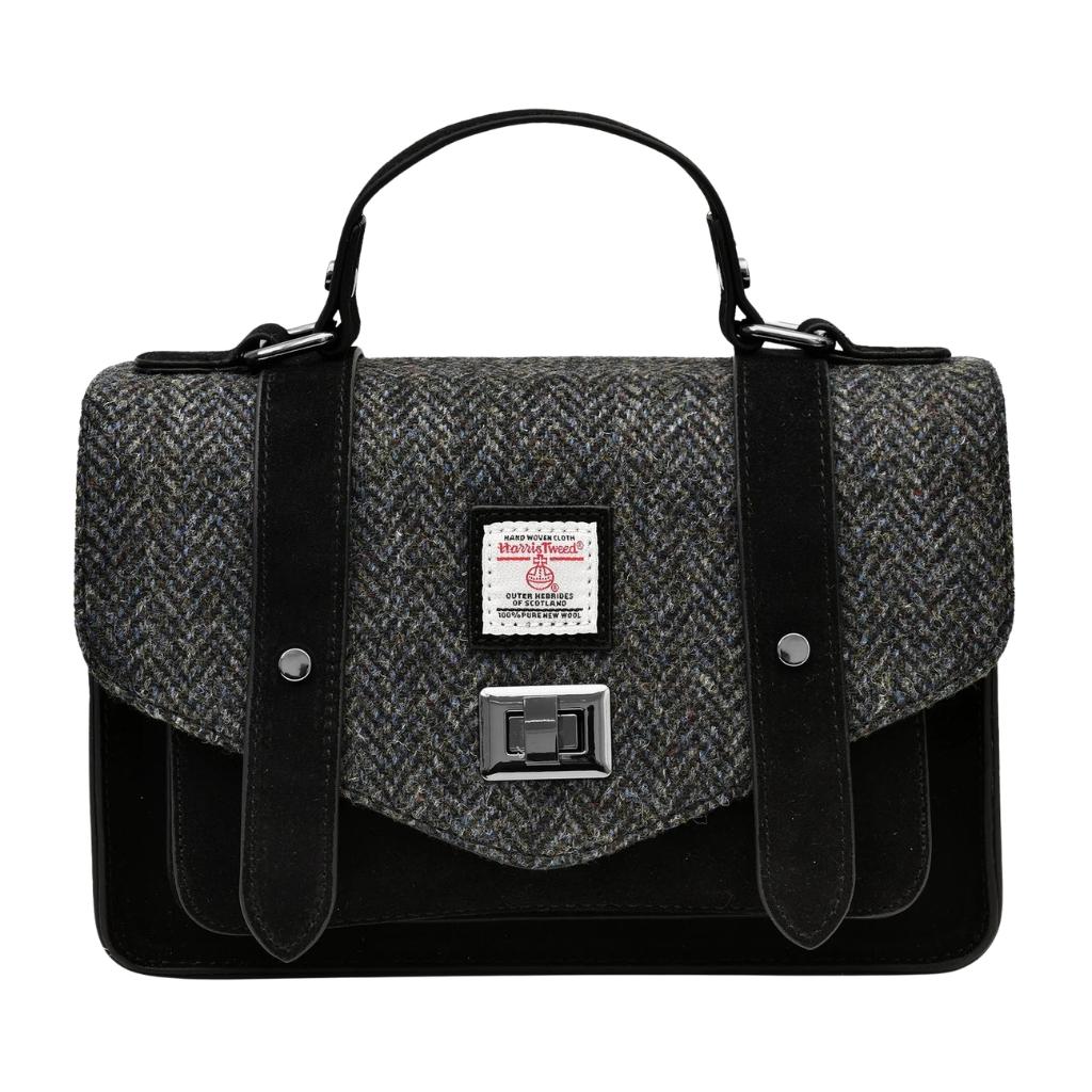 Islander Harris Tweed Medium Satchel 'Black Herringbone'
