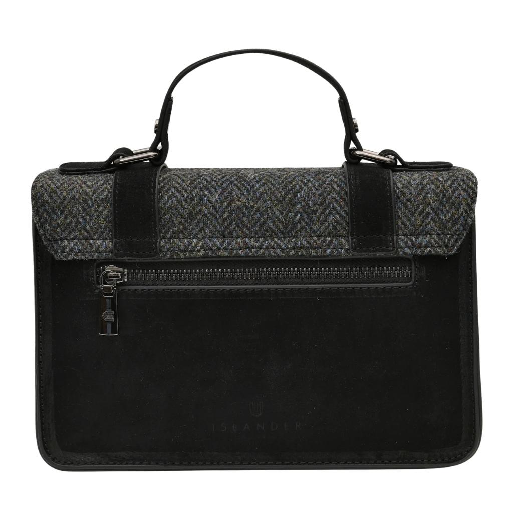 Islander Harris Tweed Medium Satchel 'Black Herringbone'