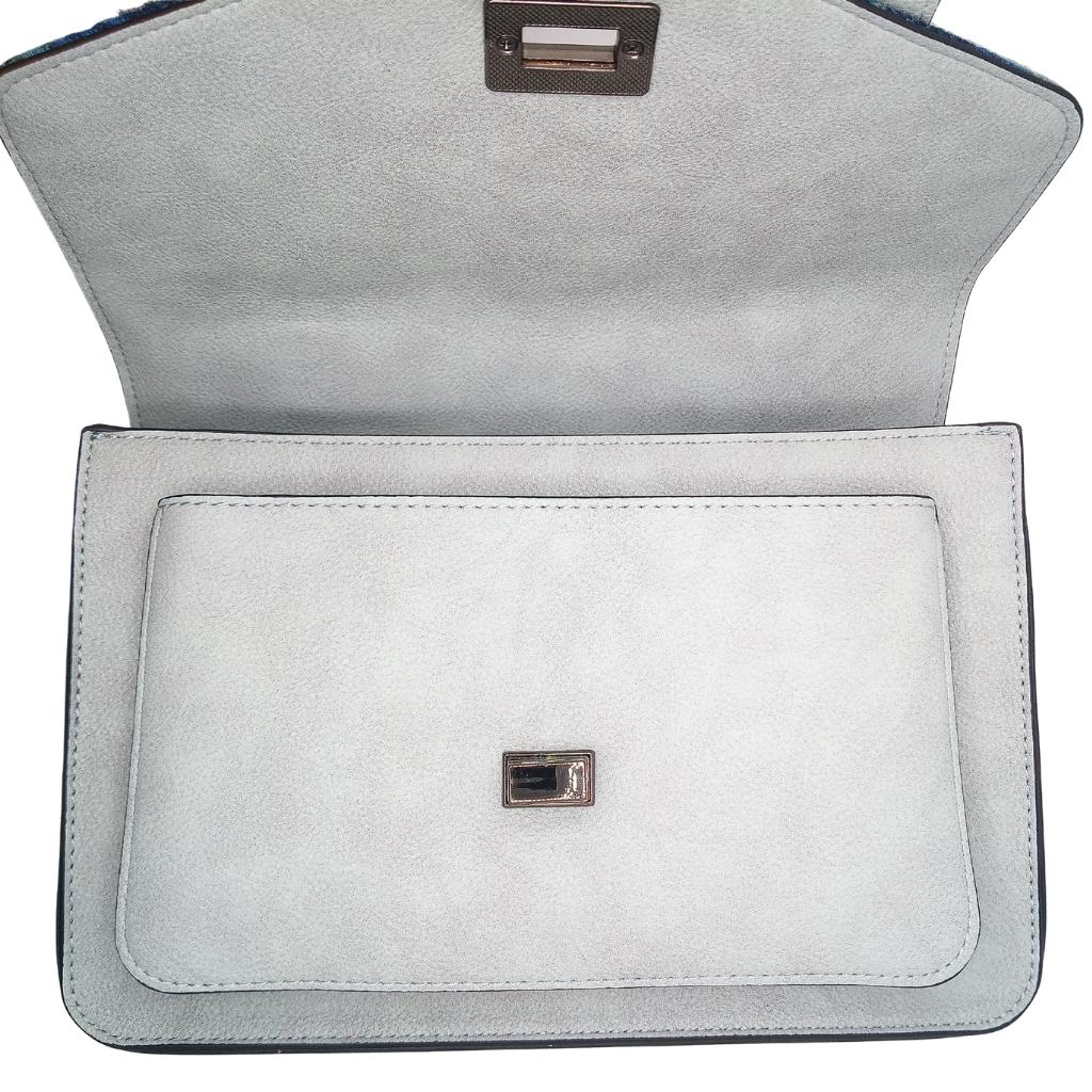 Islander Harris Tweed Medium Satchel 'Blue Tartan'