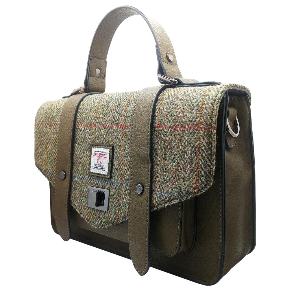 Islander Harris Tweed Medium Satchel 'Chestnut Herringbone'