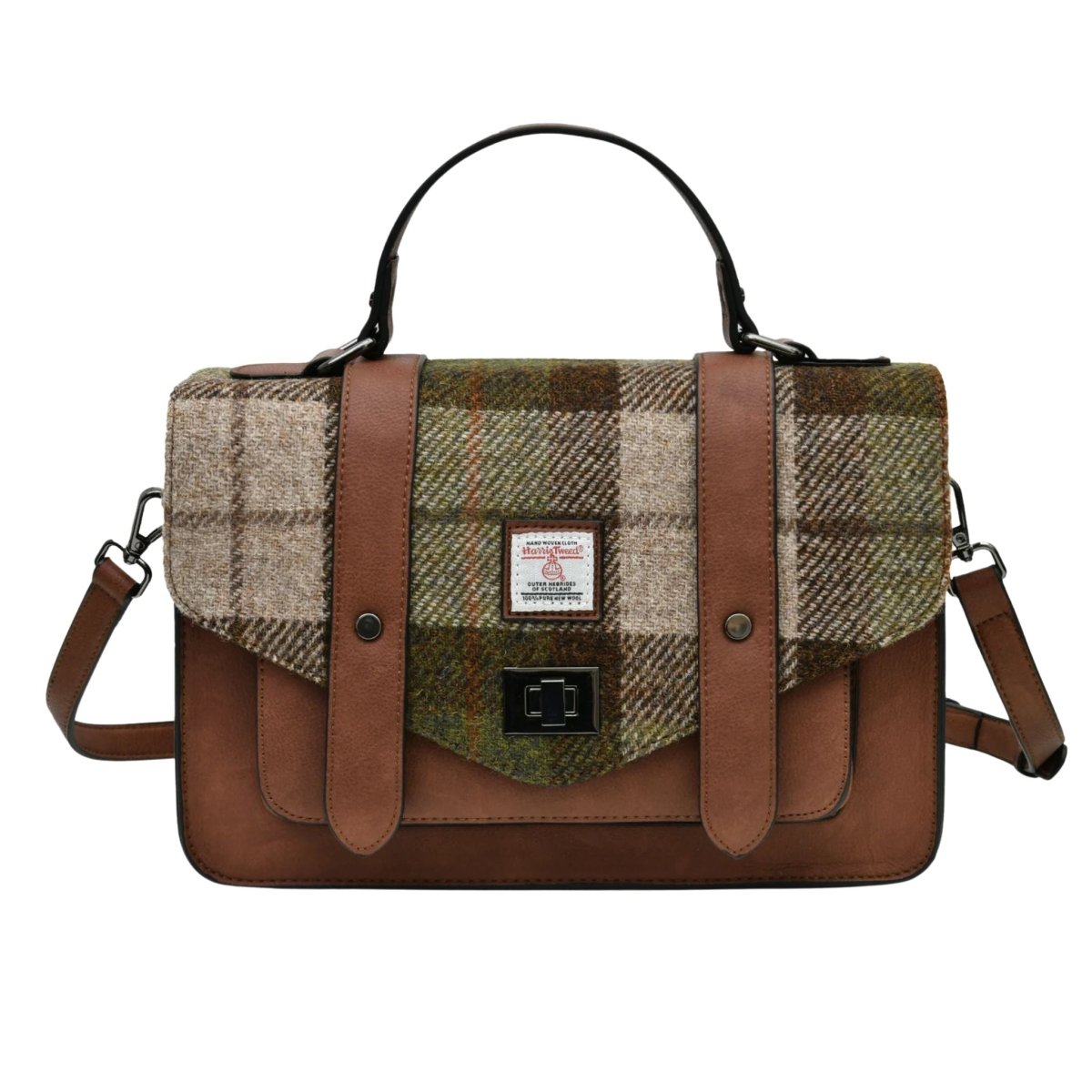 Islander Harris Tweed Medium Satchel 'Chestnut Tartan'
