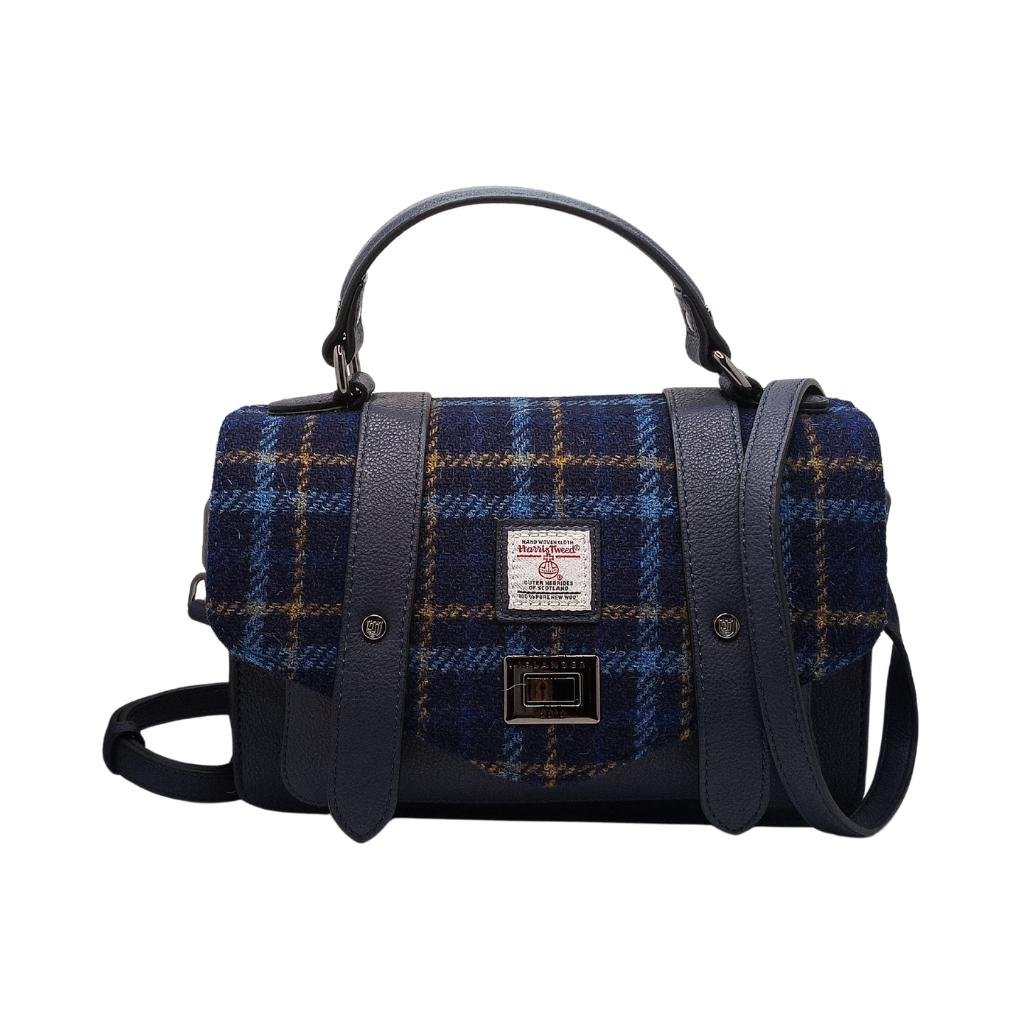Islander Harris Tweed Medium Satchel 'Navy Tartan' by Islander - Handbags