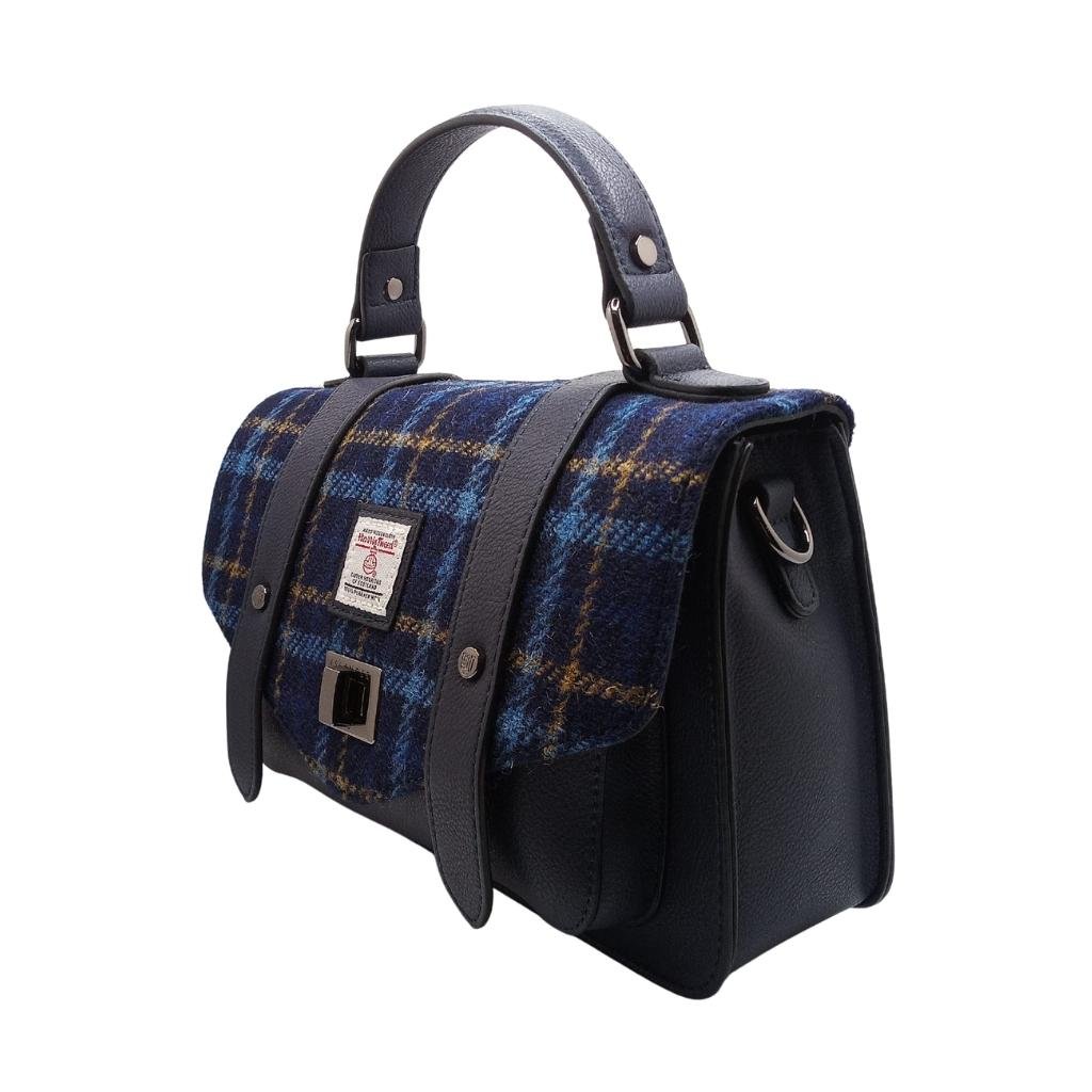 Islander Harris Tweed Medium Satchel 'Navy Tartan' by Islander - Handbags