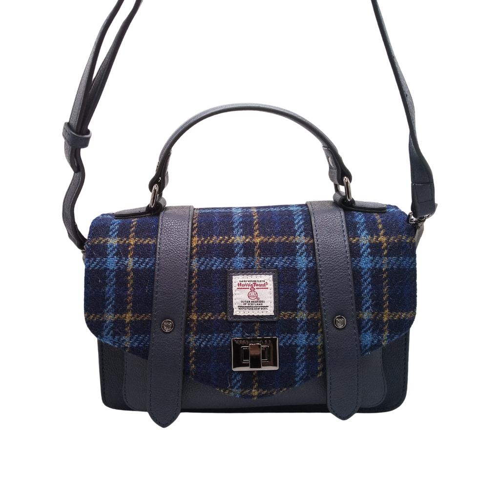 Islander Harris Tweed Medium Satchel 'Navy Tartan' by Islander - Handbags