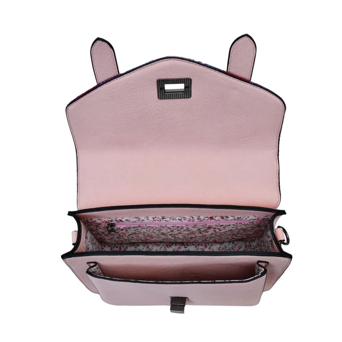 Islander Harris Tweed Medium Satchel 'Orange and Blue Tartan'