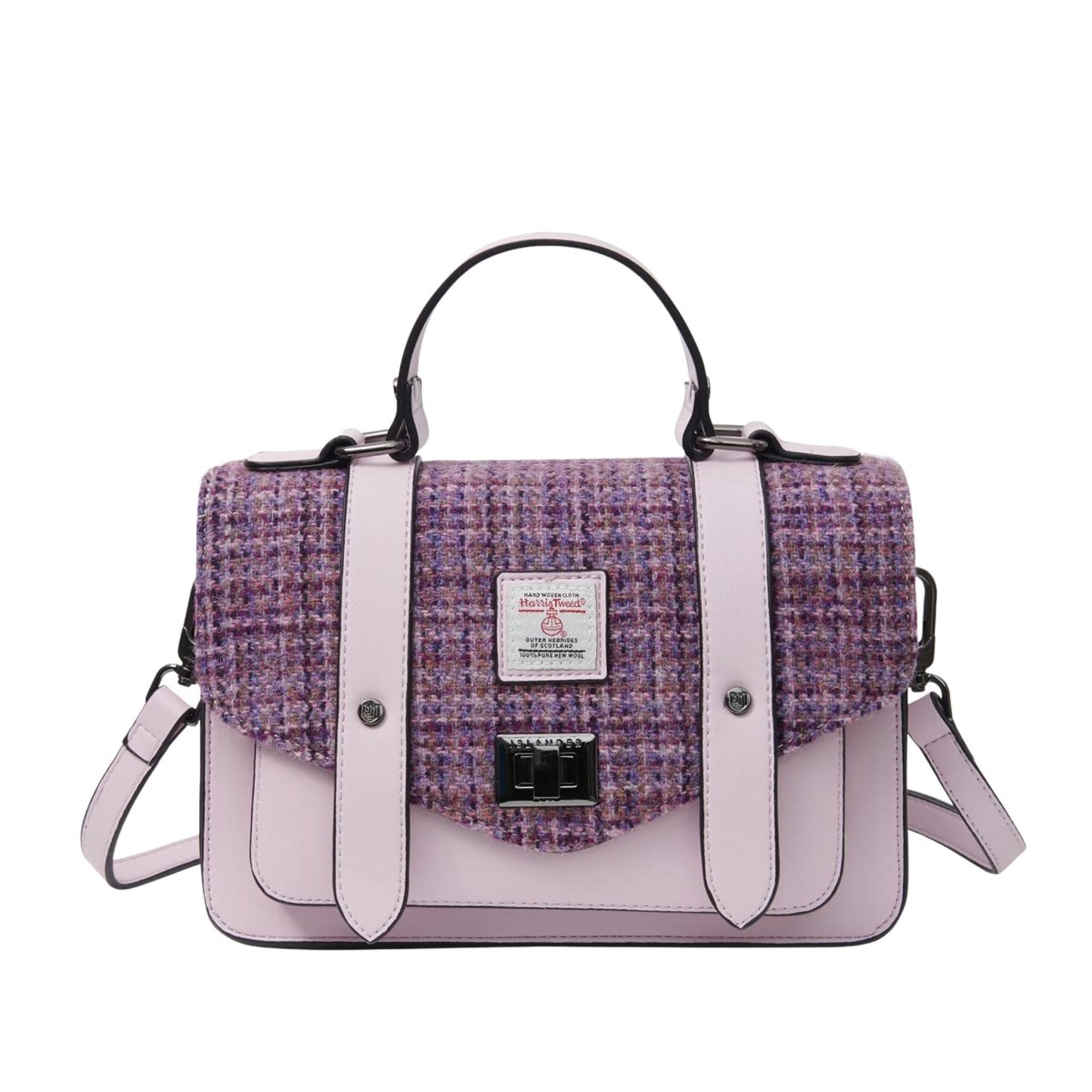 Islander Harris Tweed Medium Satchel 'Violet Mini Dogtooth'