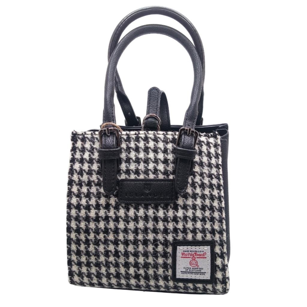 Islander Harris Tweed Mini Caillie Tote 'Black and White Dogstooth'