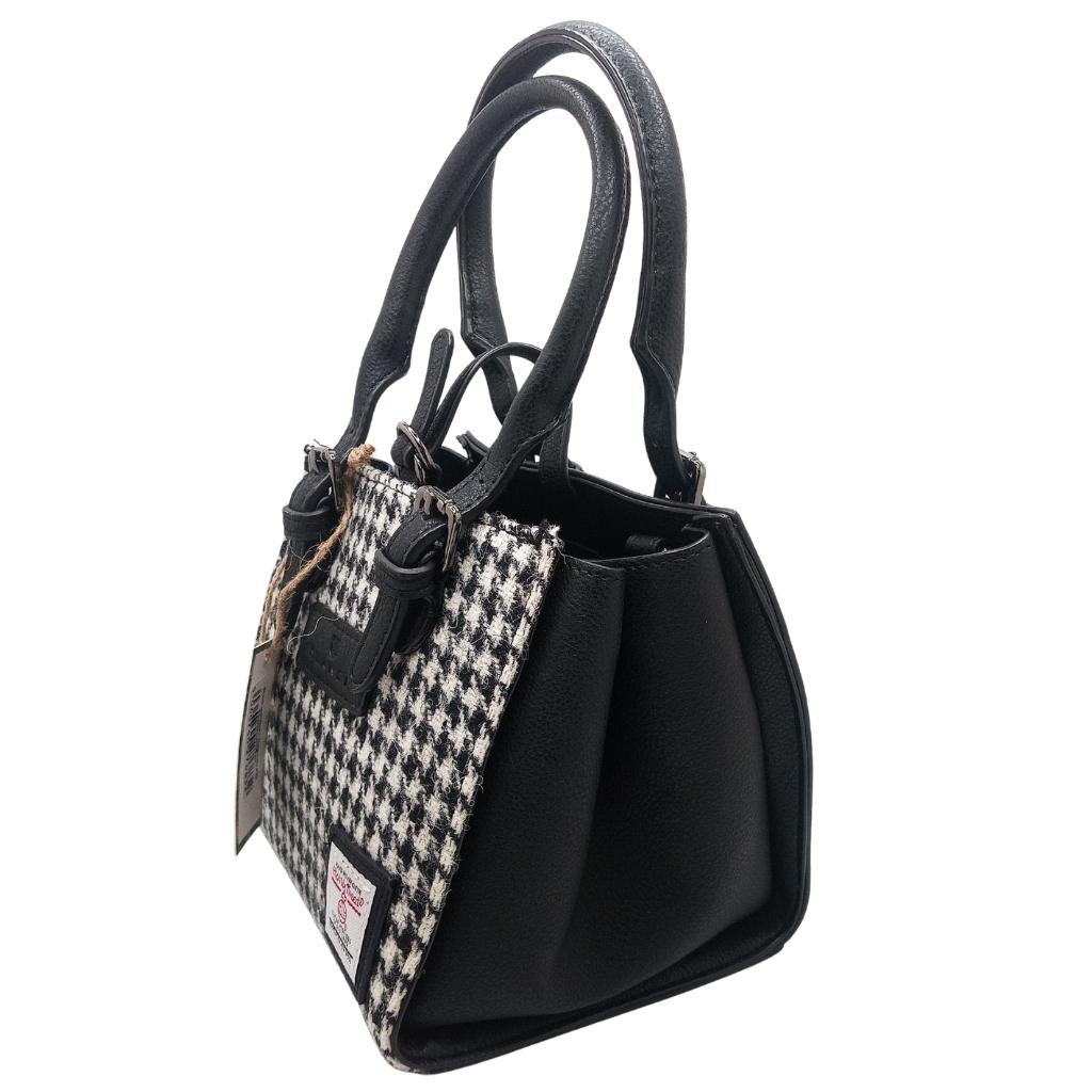 Islander Harris Tweed Mini Caillie Tote 'Black and White Dogstooth'