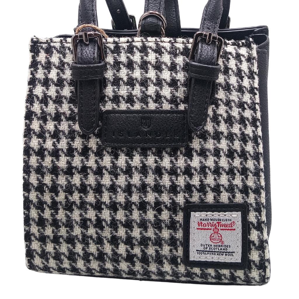 Islander Harris Tweed Mini Caillie Tote 'Black and White Dogstooth'