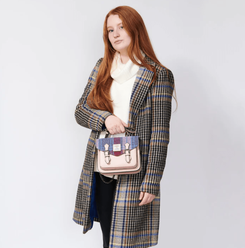 Islander Harris Tweed Mini Calton Satchel 'Fuchsia Tartan' - The Celtic Gift Store - Handbags